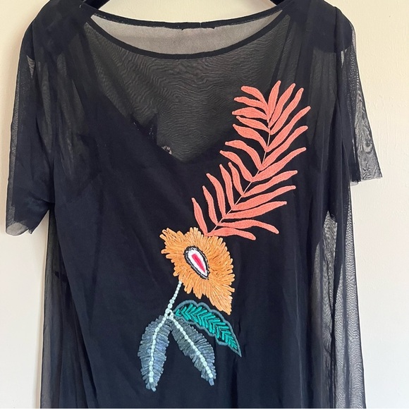 Guess Jimena Tropic Floral Embroidered Black Dress Medium - Picture 11 of 13